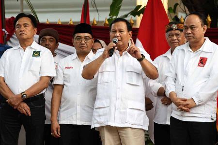 Projo Deklarasikan Dukungan untuk Prabowo Subianto di Pilpres 2024 Deklarasi dukungan Projo terhadap Prabowo Subianto di Jakarta, Sabtu (14/10/2023)